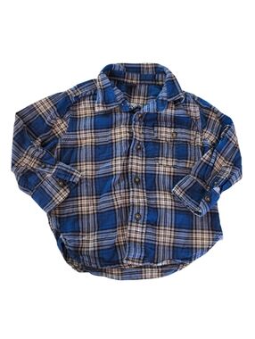 🍁2/$7🍁BABY GAP Blue Cream Black Plaid Flannel Butt Down Shirt
